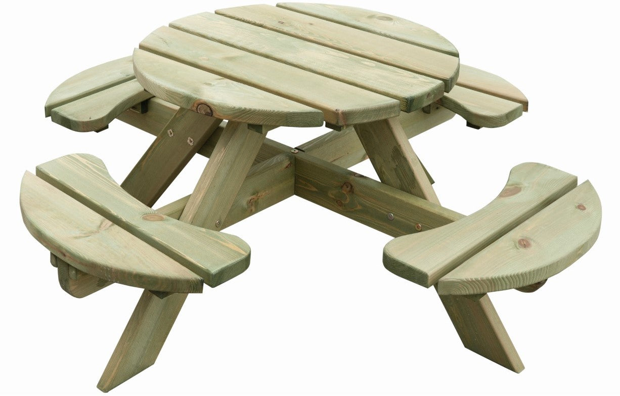 SenS-Line Kinder-Picknicktisch „Pluto“, rund – Durchmesser 120 cm – 100 % FSC-zertifiziertes Kiefernholz