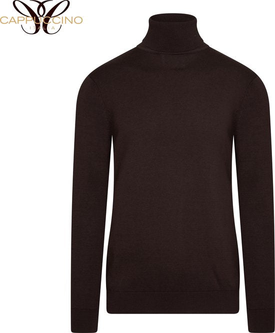 Cappuccino Italia – Herren-Pullover, Rollkragenpullover, Dunkelbraun – Braun – Größe XL