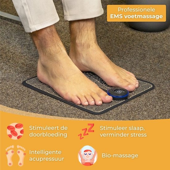 Nuvance - Fußmassagegerät mit Steuerung - EMS-Massagematte - Stimuliert die Durchblutung - Kabellos - Schwarz