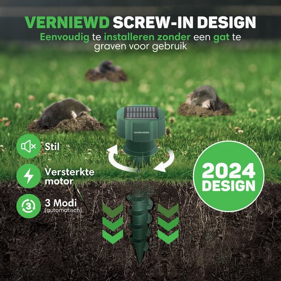 Vulpes Goods® Repellent - Maulwurfsabwehr - 4 Stück - Mausabwehr - Maulwurfskontrolle - Solarbetrieben - Wasserdicht - Tierfreundlich - PRO V2