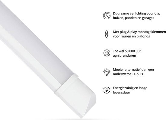 FlinQ Led-Strahl 6500K - 120 cm - 40W - 50.000 Stunden - Weiß