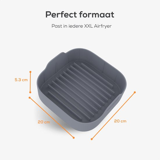 KitchenLove Airfryer Tabletts Silikon XXL - 2 Stück - Quadratisch - Backpapier Alternative - Zubehör - BPA frei - 20CM