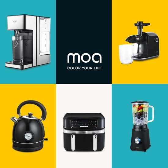 MOA Wasserkocher Retro - 2200 Watt - 1,8 Liter - Edelstahl - BPA-frei - Elektrisch - Schwarz - EK3TB