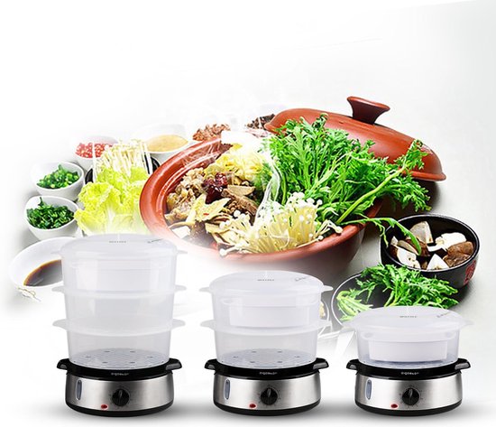 Aigostar Fitfoodie 30INA – Dampfgarer 9 l – mit Timer – 800 W – 3 Ebenen – Edelstahl