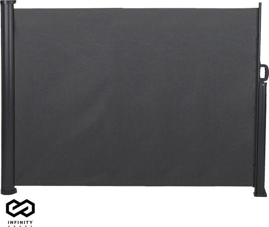 Infinity Goods - Ausziehbarer Windschutz - 300 x 140 cm - Ausziehbar - Einziehbar - Sonnenschutz - Garten, Strand, Terrasse, Balkon, Camping - Sichtschutz - Seitenmarkise - Wetterfest - Anthrazit