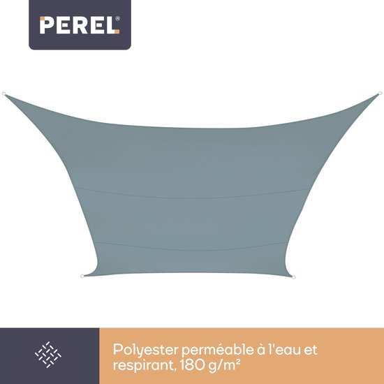 Perel Schattentuch, wasserabweisend, 3,6 x 3,6 m, 160 g/m², Polyester, quadratisch, hellgrau