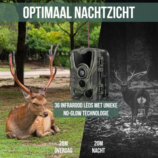 Strex Wildtierkamera mit Nachtsicht - 36MP 4K ULTRA HD - Wasserdicht - Inkl. 32 GB SD - Wildtierkamera