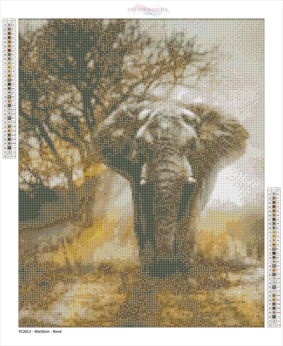 Tiere - Diamant-Malerei - Elefant - 40X50CM -.