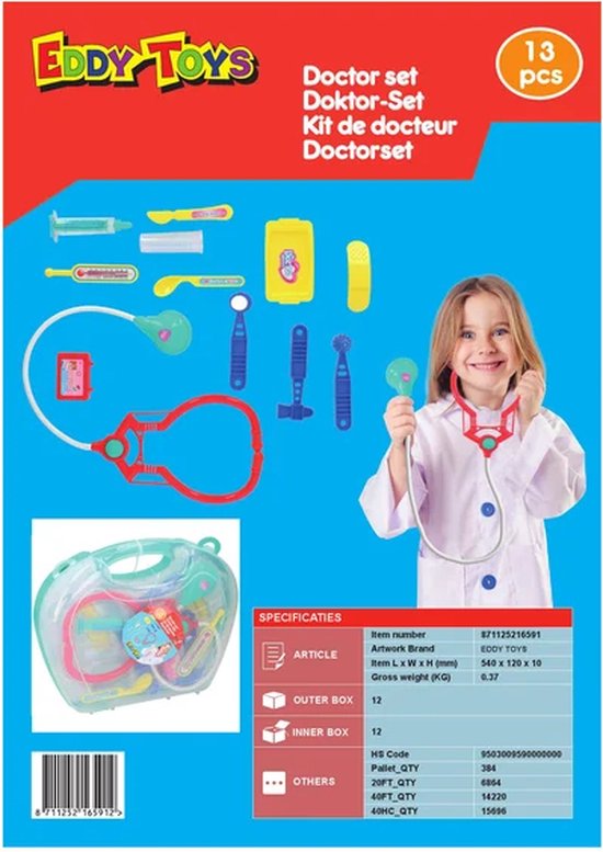 Eddy Toys - Arzt-Set - 13 Teile - inkl. Aufbewahrungskoffer