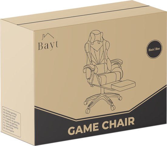 Bayt Gaming Stuhl - Gaming Stuhl - Komfort Gamer Stuhl - Schwarz und Hellblau