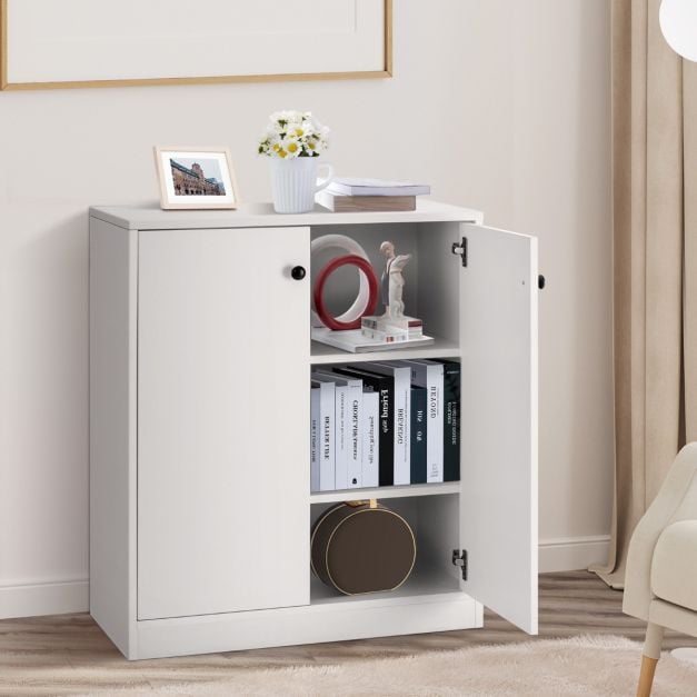 Coast Kommode Weiß – Moderne Aufbewahrungskommode mit 2 Türen und 3 Einlegeböden – 72 x 34 x 85,5 cm