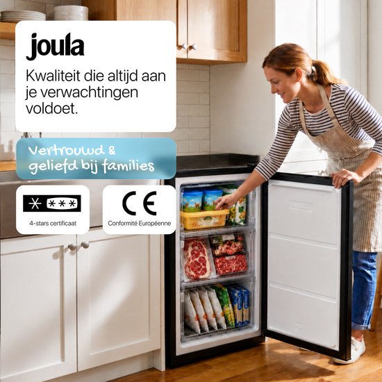 Joula Tischgefriertruhe – freistehend, Mini/klein – 60 Liter – 3 Gefrierschubladen – Schwarz