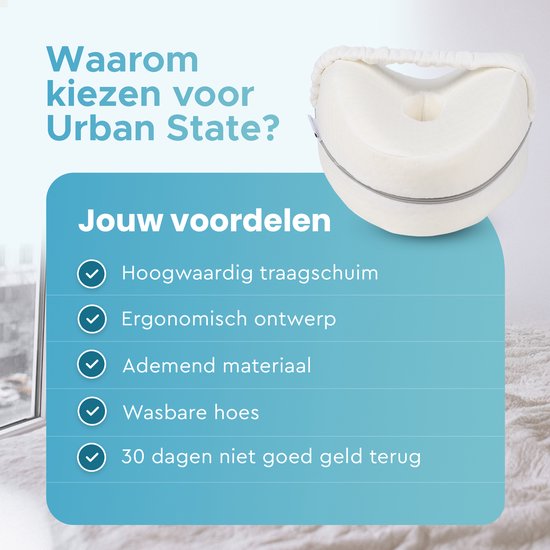 Urban State Orthopädisches Kniekissen - Ergonomisches Beinkissen - Haltungskorrektur - Seitenschläferkissen