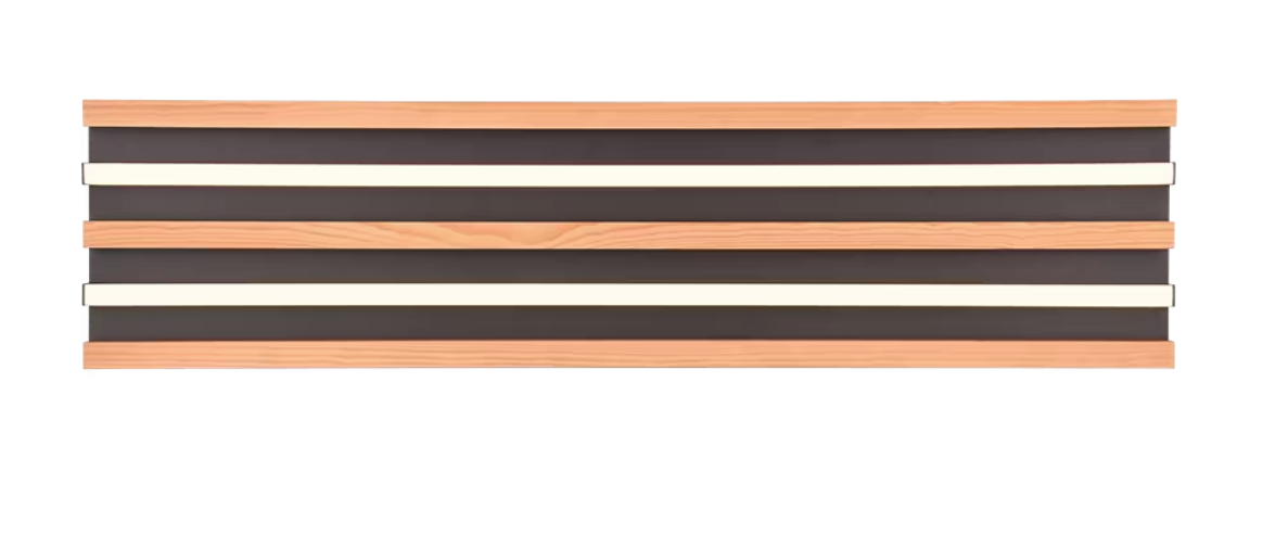 Trio - Fontana - LED-Deckenleuchte - 80 x 20 x 6 cm - 27W - 3-stufig dimmbar & 3000K - Schwarz/Holz