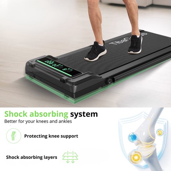 TibaGoods Laufband - 6km/h - Für unter dem Schreibtisch - Mit Extra-Öl - Neue Version - bis zu einem Gewicht von 130kg