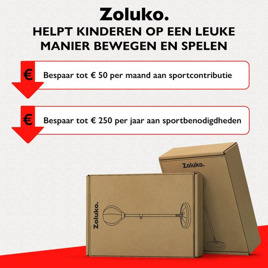 Zoluko Boxball auf Fuß - Für Kinder - Inkl. Boxhandschuhe und aufblasbare Pumpe - Höhenverstellbar - Schwarz/Rot