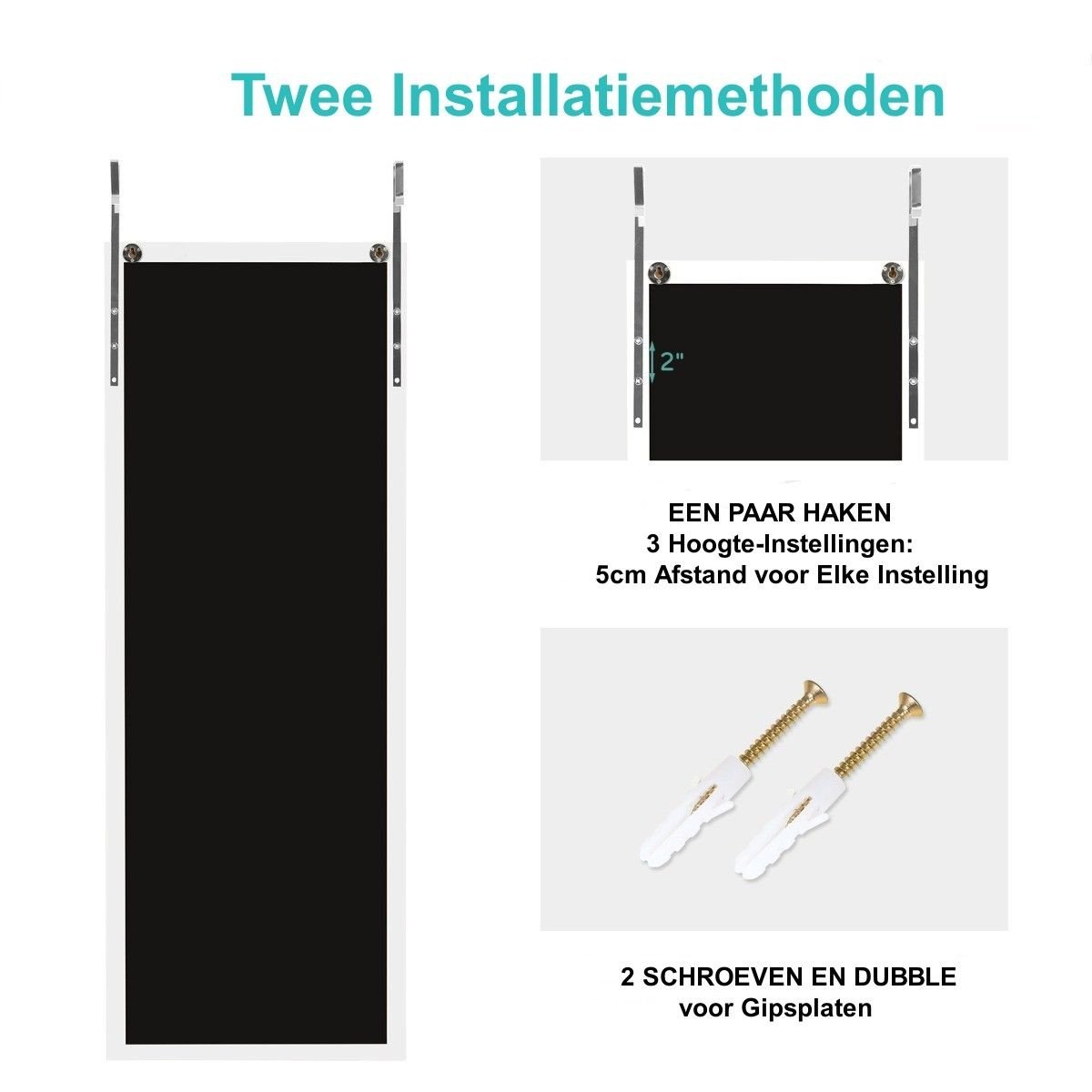 Coast Wandspiegel Ganzkörperspiegel mit höhenverstellbaren Aufhängehaken 37 x 2 x 120 cm weiß