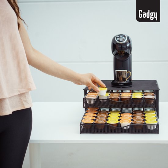 Gadgy Kapselhalter mit 2 Schubladen für 72 Dolce Gusto Tassen - Kaffeetassenhalter - Anti-Rutsch & Vibrationsdämpfung