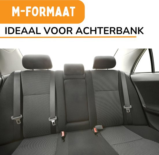 Autositz Hund Deluxe Rücksitz - Hundekorb Auto mit Sicherheitsgurt - Autokorb Hund - Hundesitz - großer Hund - Schwarz - Größe M