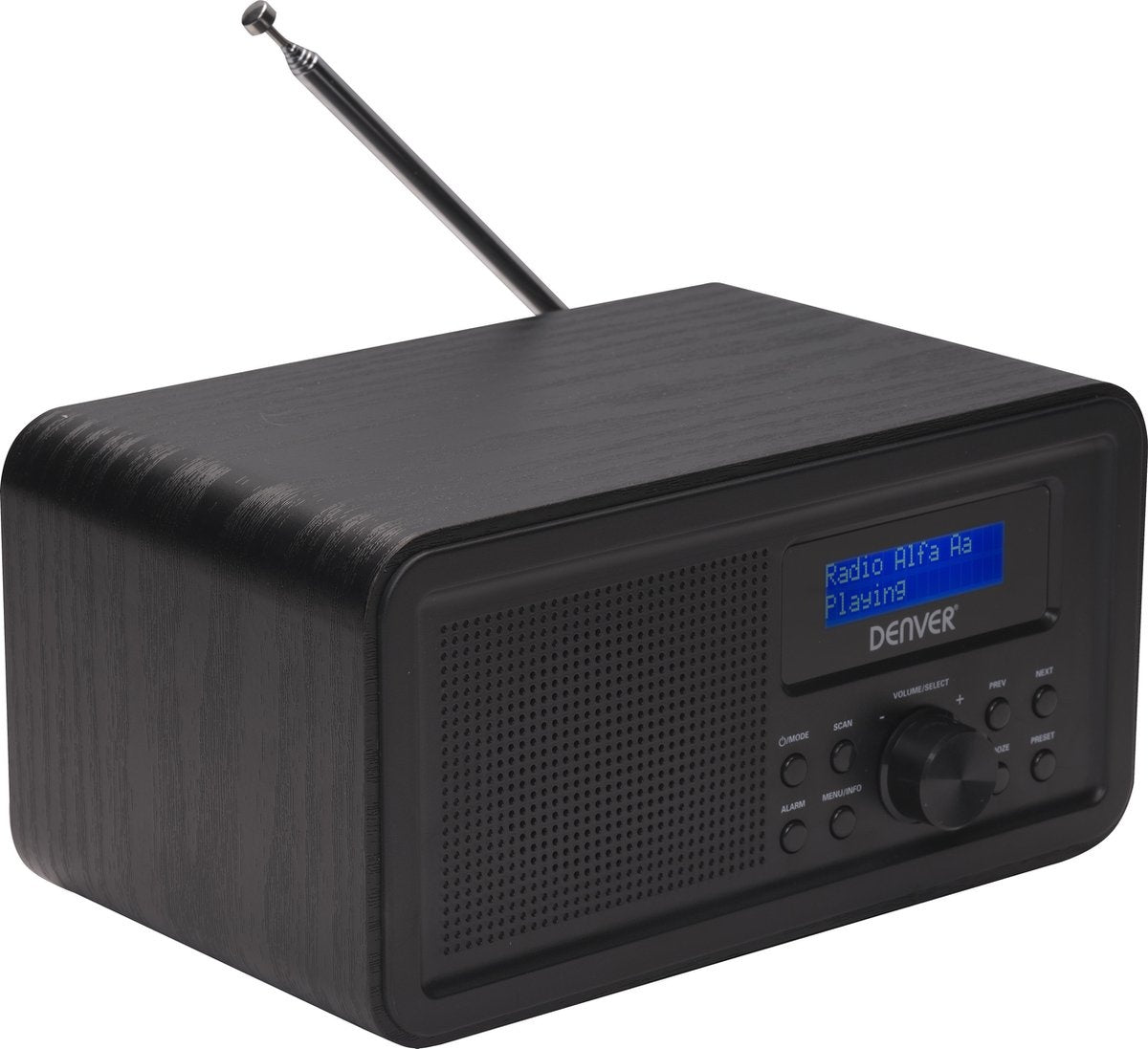 Denver DAB-Radio - Retro-Radio - FM-Radio - Küchenradio - Tragbares Radio - Batterien & Netzanschluss - DAB30 - Schwarz
