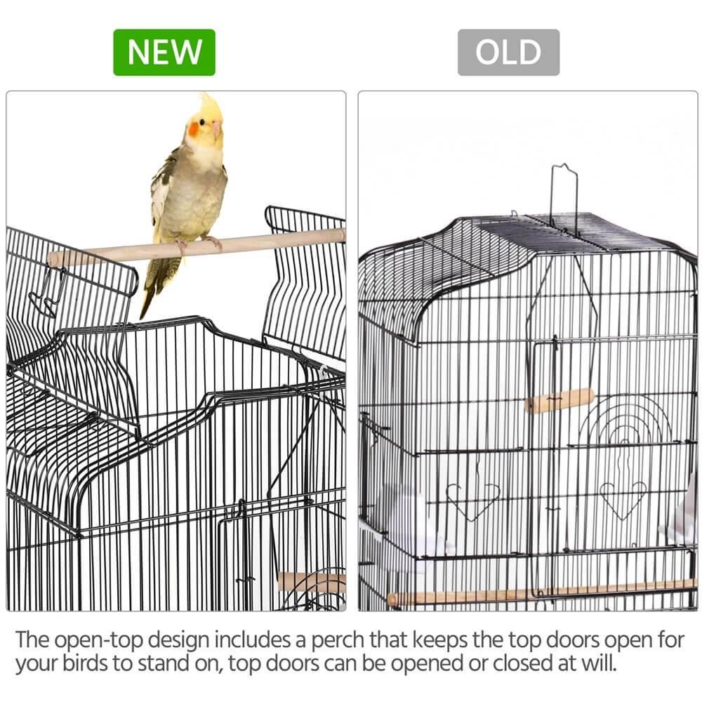 Yaheetech Großer Vogelkäfig mit Ständer – 92 x 46 x 35,3 cm – 1 cm Gitterabstand