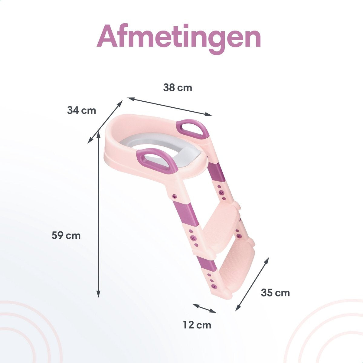 Macx & Macx Toilettentrainer mit Stufen - Toilettensitz mit Griffen und Stufe - Faltbarer Toilettensitz - Toilettentraining für Jungen/Mädchen - Urinale für Kinder/Kleinkinder von 2 bis 7 Jahren - Pink