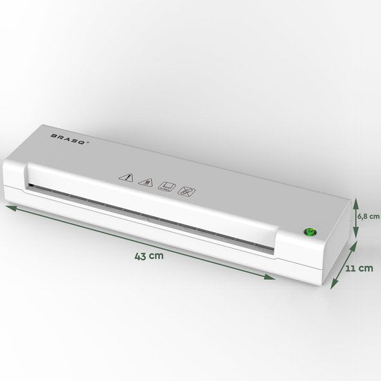 BRASQ Laminator A3 Weiß - Laminiermaschine - Laminator - Weichmacher - bis zu 125 Mikrometer pro Blatt