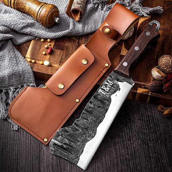 T&M Knives Kochmesser Hammerschlagstahl - Sonderedition - Robustes, handgefertigtes Küchenmesser - Eyecathcer - inkl. Geschenkbox