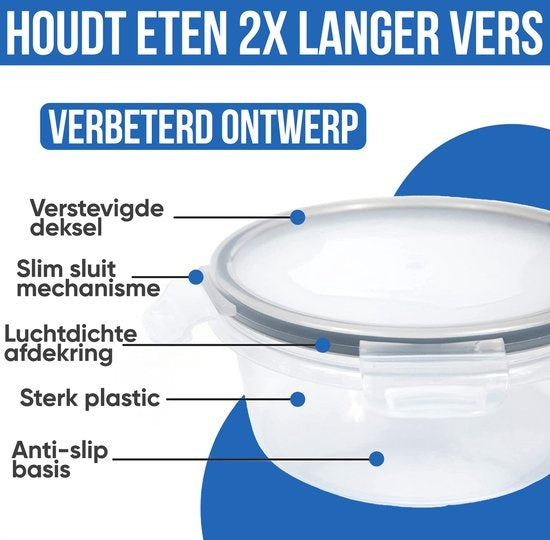 Strex Food Storage Containers - Meal Prep Containers - Kunststoff-Gefrierschrank-Container - mit Deckel - 18 Stück Set - BPA Free Microwave Containers