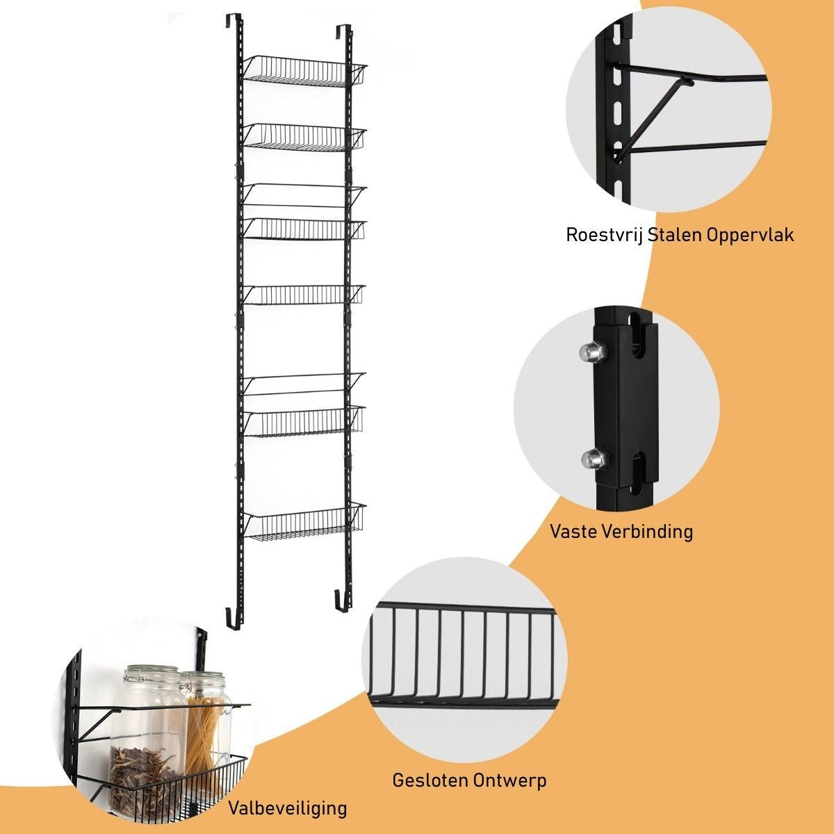 Coast Storage Rack - 6 Schichten - 43 x 13 x 196,5 cm - Schwarz - Eisen