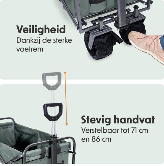 LifeGoods Wagon - faltbar - 80KG Tragfähigkeit - 94L - waschbares Polyester - Grün