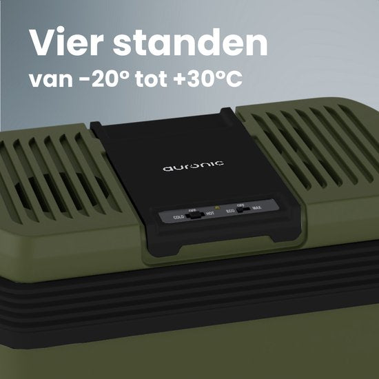 Auronic Coolbox Electric 12V und 230V - 20L - Camping-Kühlschrank - Auto - Kühlung und Heizung - Kühlbox - Grün