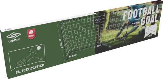Umbro Fußballtor - Fußballtor 182 x 122 x 61 cm - Fußballtor groß - leicht zu bewegen - Outdoor-Spielzeug für Kinder und Erwachsene - Fußballtrainingstor - Metall - Schwarz/Weiß
