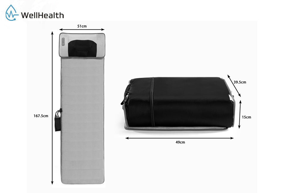 Wellhealth - Massagematratze mit 9 Positionen - Grau - 167.5x51cm