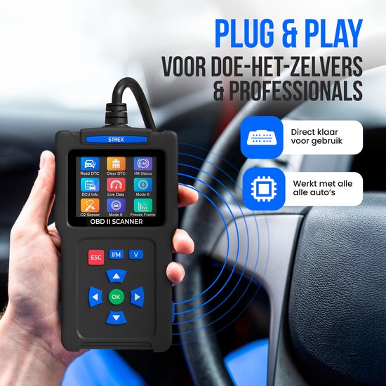 Strex OBD2 Scanner - OBD - Autoauslesung - Fehlerbeseitigung - NL Sprache - Autoscanner - Diagnosegeräte für Autos - Motorfehler