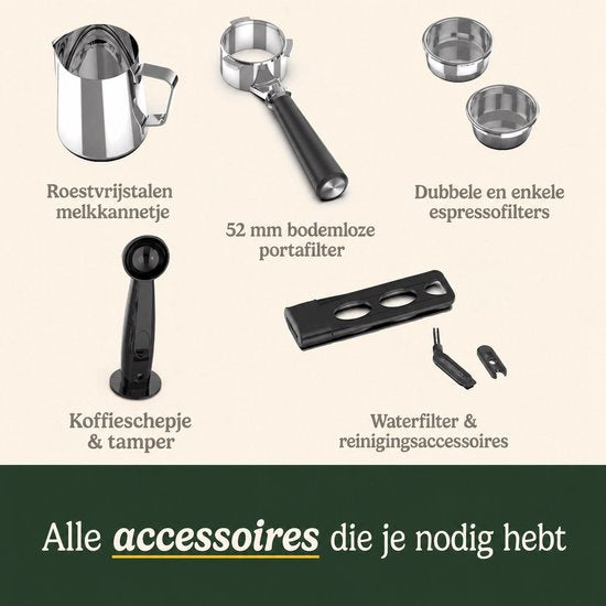 Cuisinart Slim Espresso-Kolbenmaschine für Espresso Americano und Cold Brew mit integriertem Milchaufschäumer für Latte und Cappuccino, 15 bar Druck, Portafilter ohne Boden, kompaktes Design, geeignet für Reisebecher, 1,5 l Wassertank
