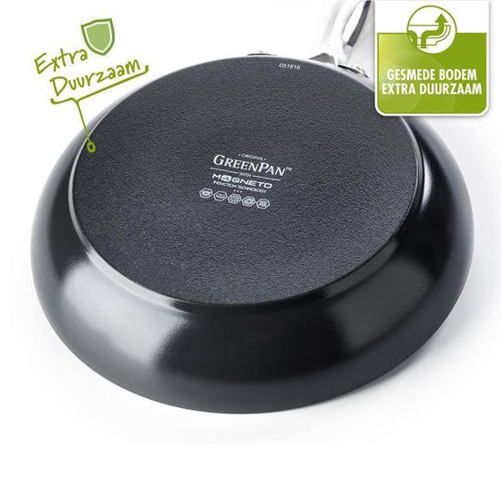Greenpan Venice Pro Aluminium Bratpfanne Ø 28cm - PFAS-frei - Induktion - Backofenfest bis 220°C - Spülmaschinenfest - Schnelles Erhitzen - Griffe aus Edelstahl - Schwarz