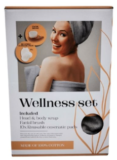 fairtrade WELLNESS SET - BAD PAREO & TULBAND - HELL GRAU - HANDTÜCHER 70x140 cm & 50x90 cm