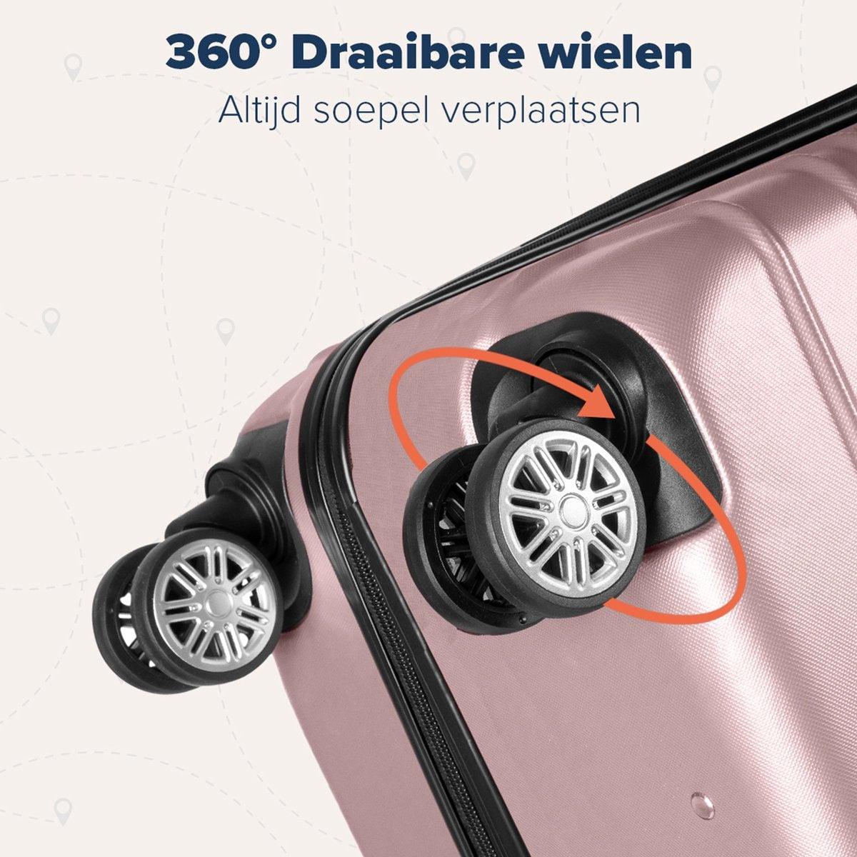 TRVLMORE - Kofferset - 3 Stück - 38L (Handgepäck) + 70L + 110L - Rose Gold
