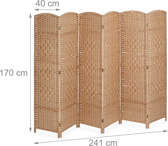Raumteiler – 170 x 241 cm – zusammenklappbar – 6-teilig – Holz – Papier