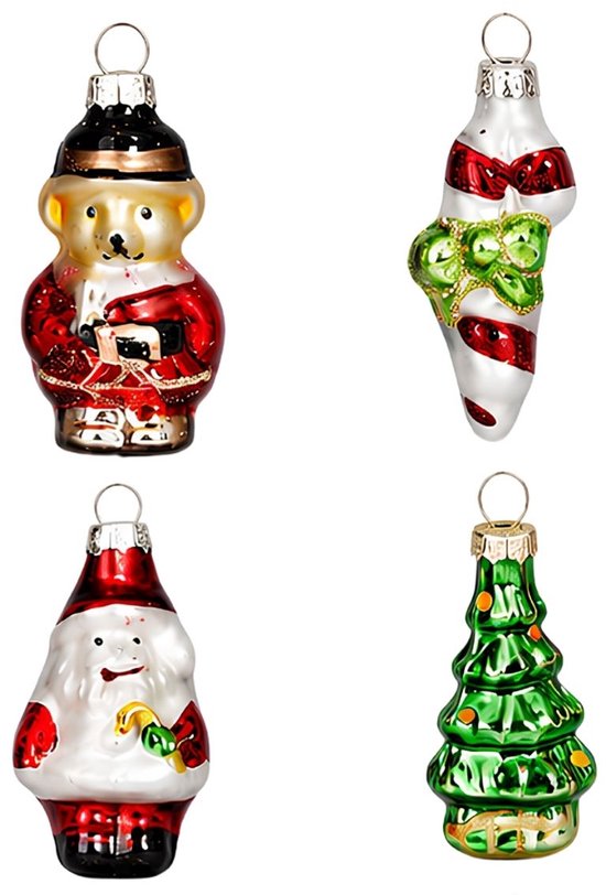 Mica Decorations Weihnachtskugeln, 20er-Set – Weihnachtsschmuck für den Weihnachtsbaum – Glas-Weihnachtskugeln mit klassischen Weihnachtsmotiven – Weihnachtsanhänger, 3,5 cm – Grün
