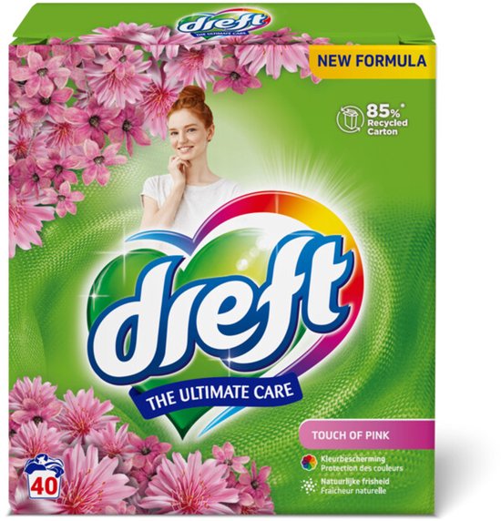 Dreft Waschpulver Touch Pink, 40 Waschgänge – 2,6 kg
