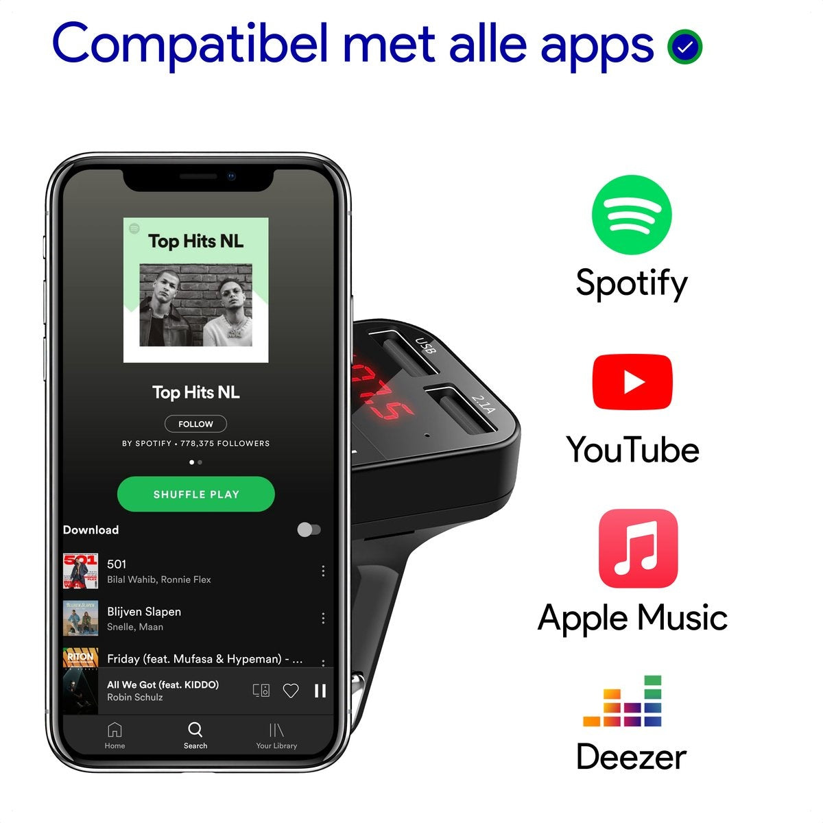 Bluetooth FM Transmitter - Bluetooth-Empfänger für das Auto - USB - Freisprecheinrichtung für das Auto