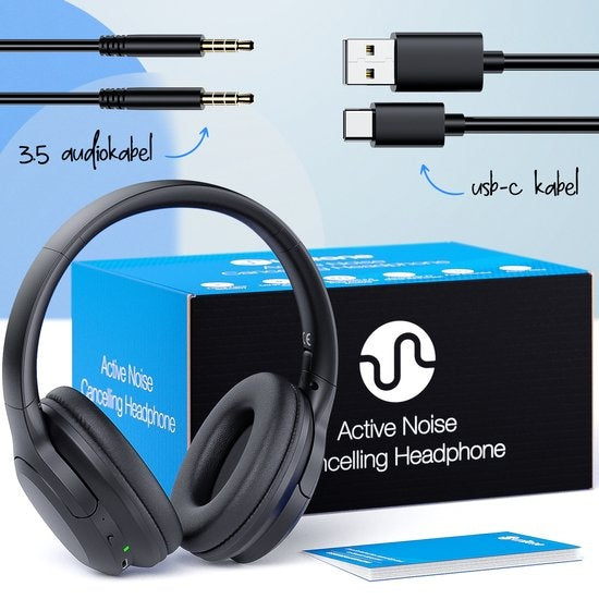 Unitone - Focus Kopfhörer Wireless - Aktive Geräuschunterdrückung - Over-Ear - Geeignet für Apple & Android - schwarz