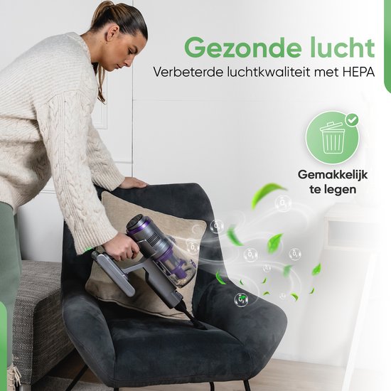 Heevey 4-in-1 Stick Staubsauger Cordless - Flex Stand - Stick Staubsauger Cordless - Bagless Staubsauger - Mit 4 verschiedenen Aufsätzen - HEPA Filter - Handstaubsauger - Dustbuster