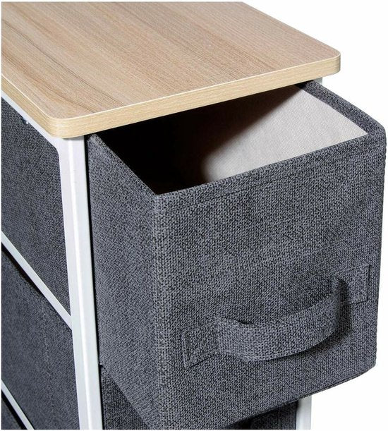 5Five Aufbewahrungskorb-Schrank/Badezimmerschrank – 4 Körbe – 20 x 48 x 77 cm – Metall/Holz/Stoff – dunkelgrau