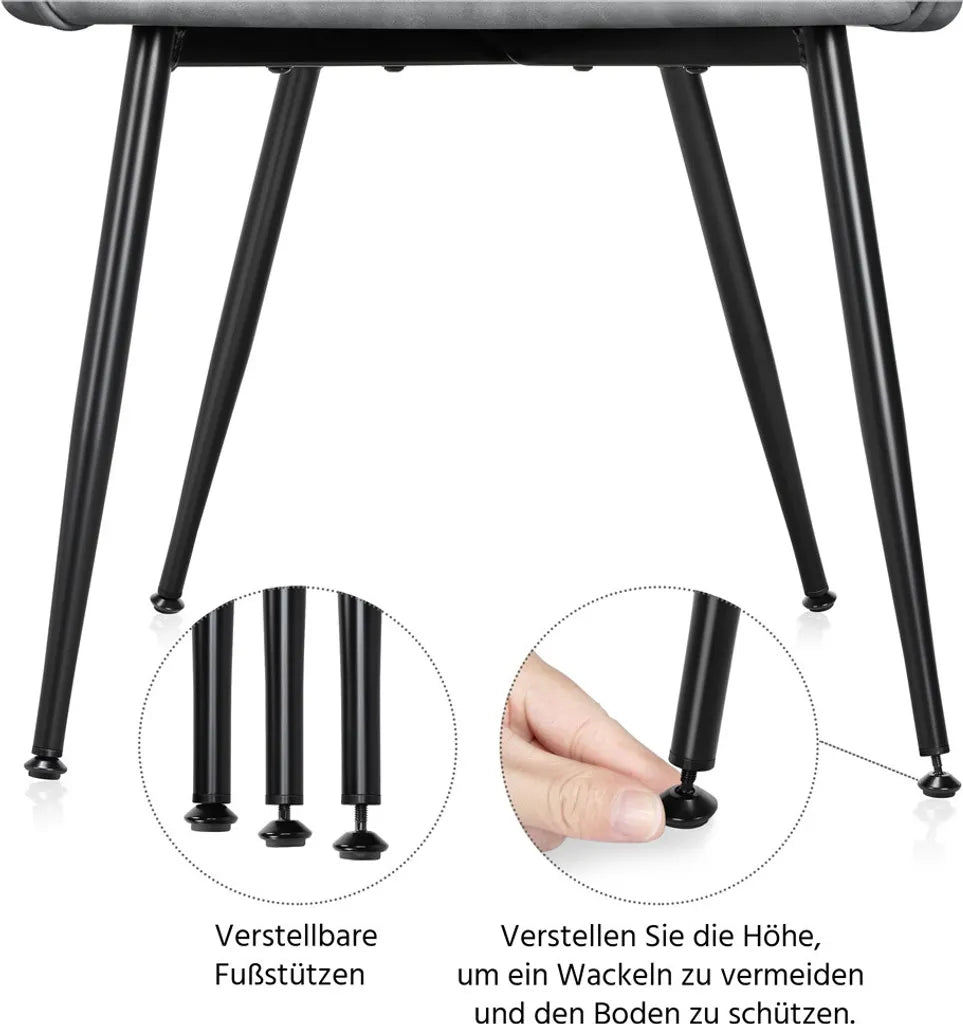 Yaheetech Esszimmerstühle, 2er-Set mit Samtbezug und Armlehnen – Dunkelgrau – 57,5 x 58 x 86,5 cm