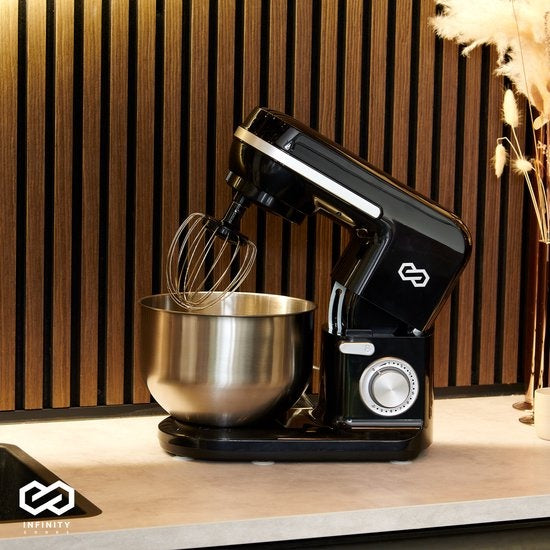 Infinity Goods Küchenmaschine - Küchenmixer - 5L Edelstahl-Rührschüssel - Küchenroboter - Küchenmaschine - Inkl. Zubehör - 1000W - Schwarz