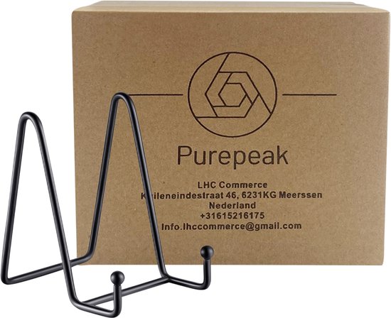 Purepeak Tellerhalter für Zierteller – Tellerhalter, geeignet für Teller bis zu einer Höhe von 35 cm – Tellerregal – Schwarz – Speisekartenhalter – LP-Halter