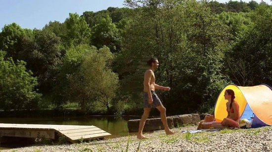 Pop up Strand Zelt Strand Unterstand blau-orange 401681